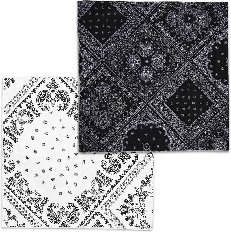 Acigbetter 2 Pack Soft Cotton-Blend Bandana for Women and Men, 21.6''x 21.6'' Neck Head Scarf Summer Thin Bandana Headband - Image 1